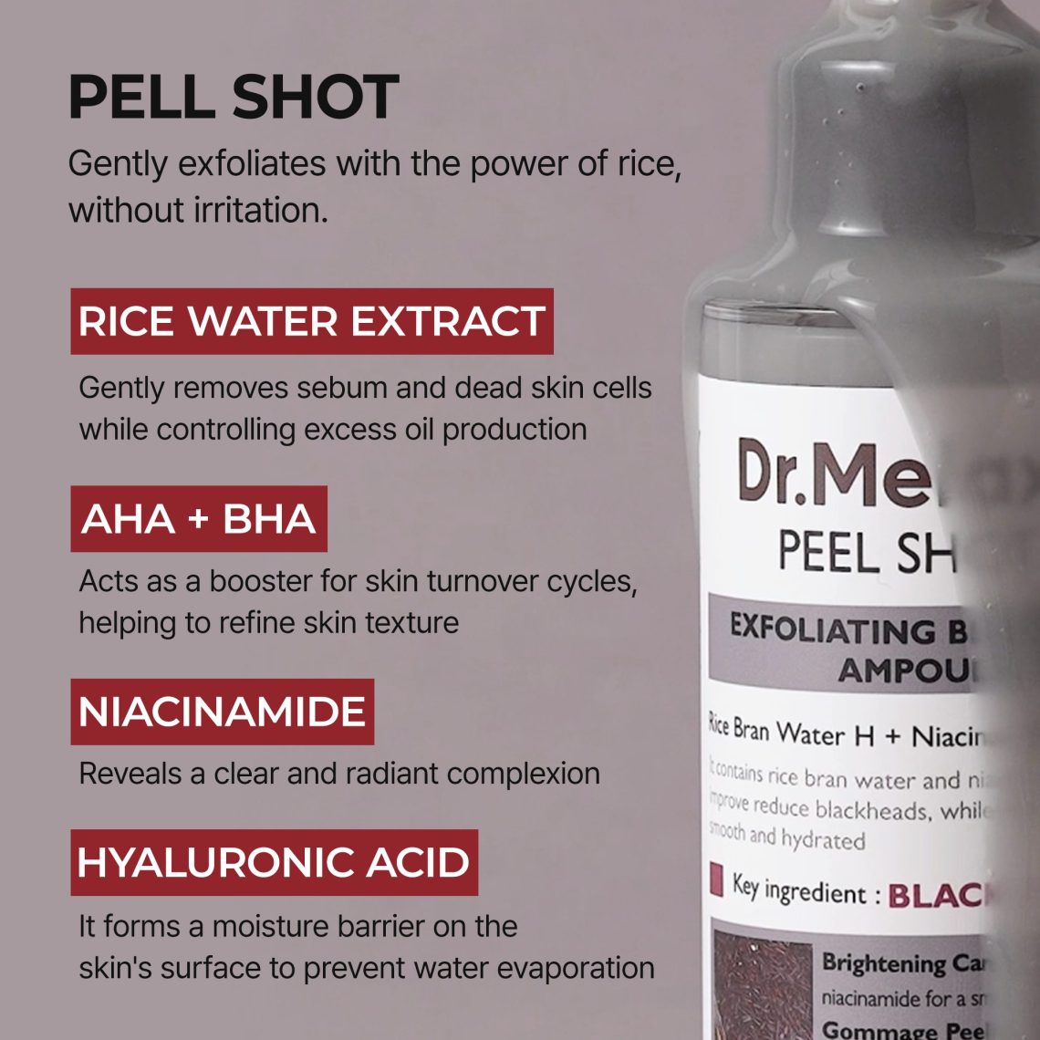 Dr Melaxin Peel Shot Exfoliant Black Rice Ampoule 80ml