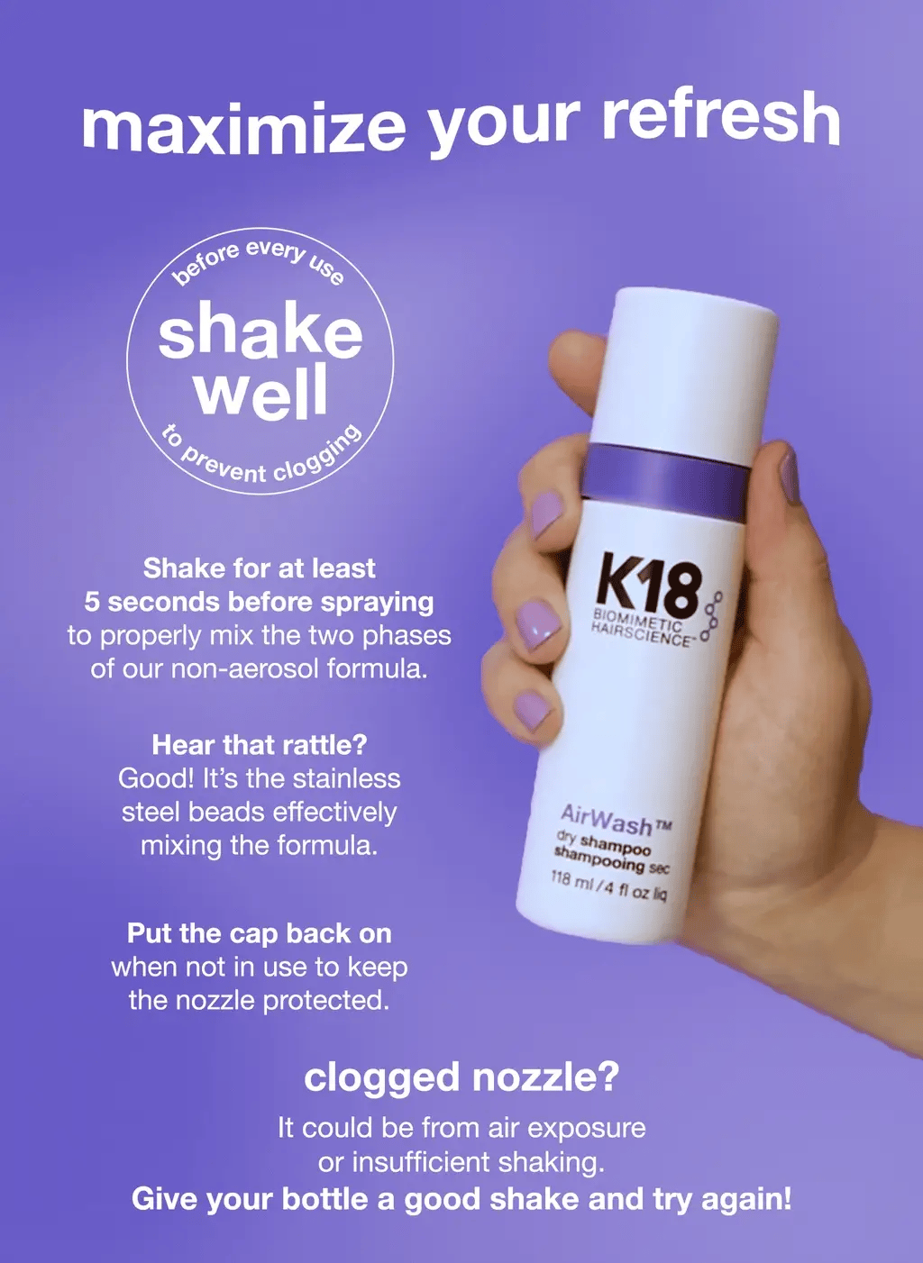 K18 AirWash Dry Shampoo 118ml