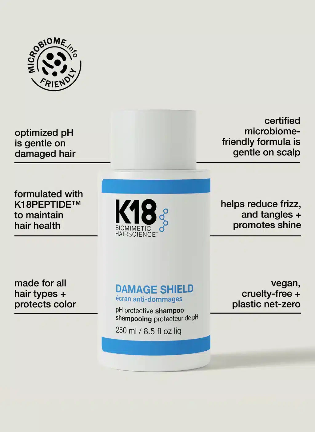 K18 DAMAGE SHIELD pH Protective Shampoo 250ml