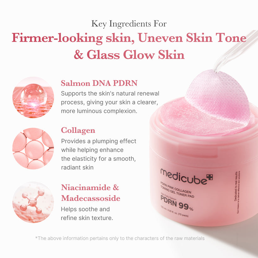 Medicube PDRN Pink Collagen Toning Gel Toner Pad 70pcs