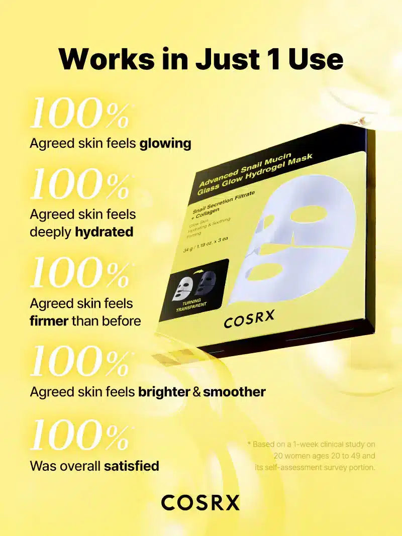 COSRX Advanced Snail Mucin Glass Glow Hydrogel Mask 34g