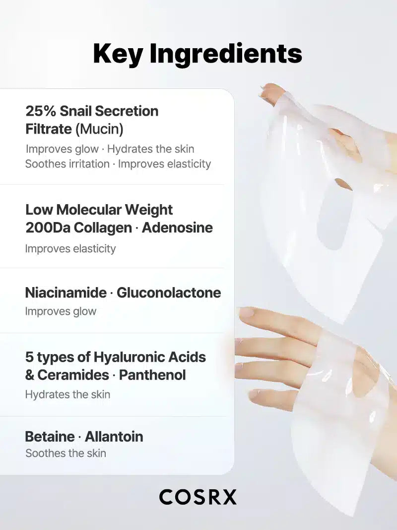 COSRX Advanced Snail Mucin Glass Glow Hydrogel Mask 34g