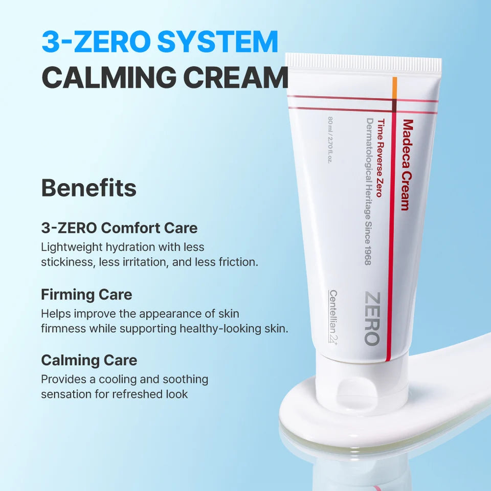 CENTELLIAN24 Madeca Cream Time Reverse Zero benefits: 3-Zero comfort, firming look and calming care