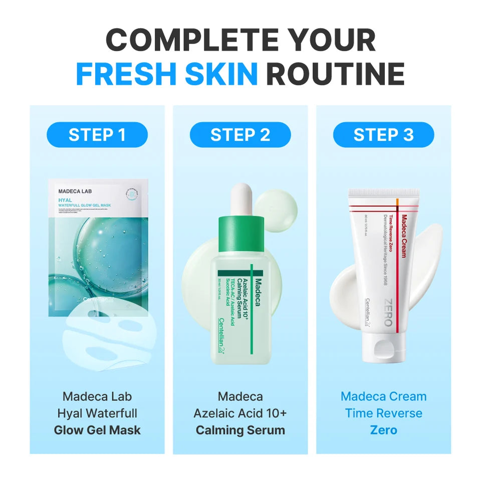 Centellian24 three-step routine ending with Madeca Cream Time Reverse Zero