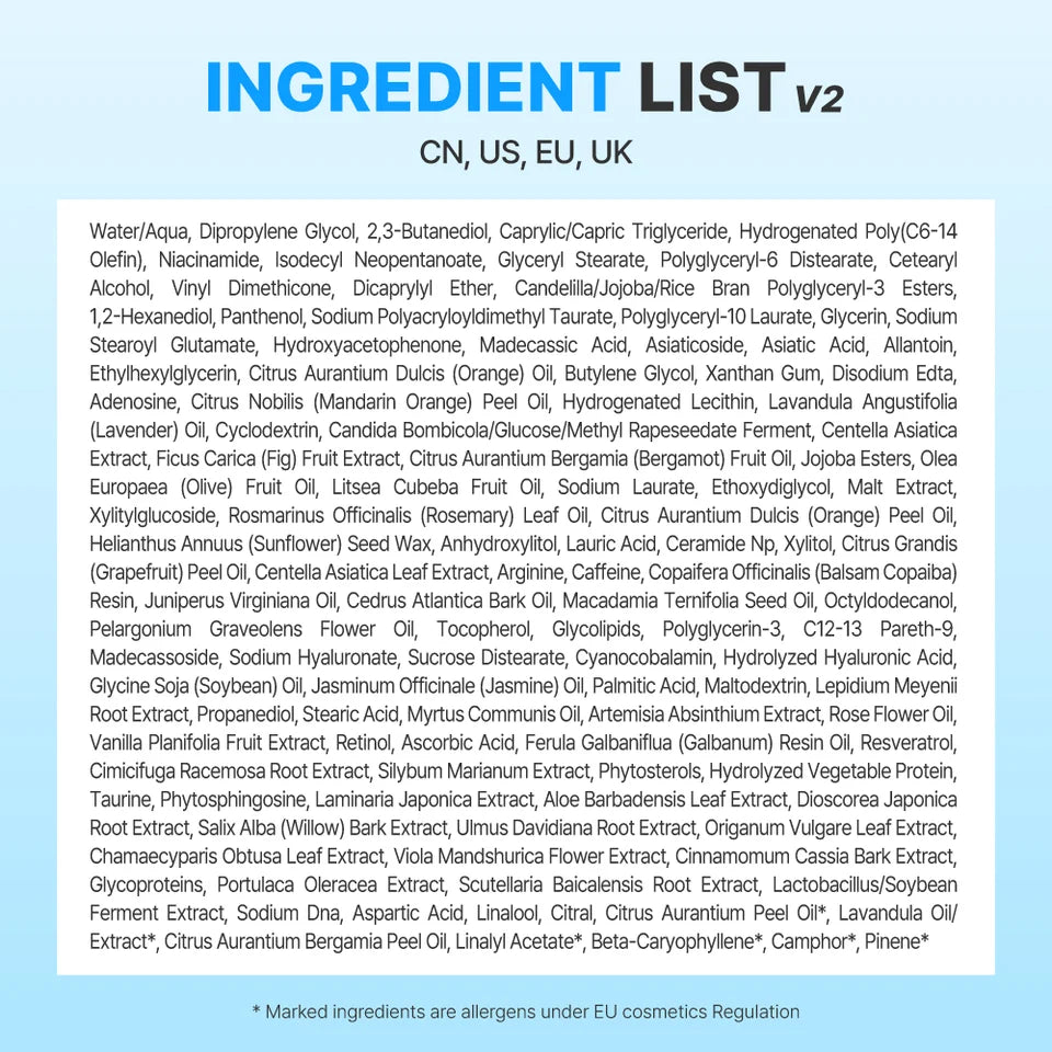 CENTELLIAN24 Madeca Cream Time Reverse Zero ingredient list for EU and UK