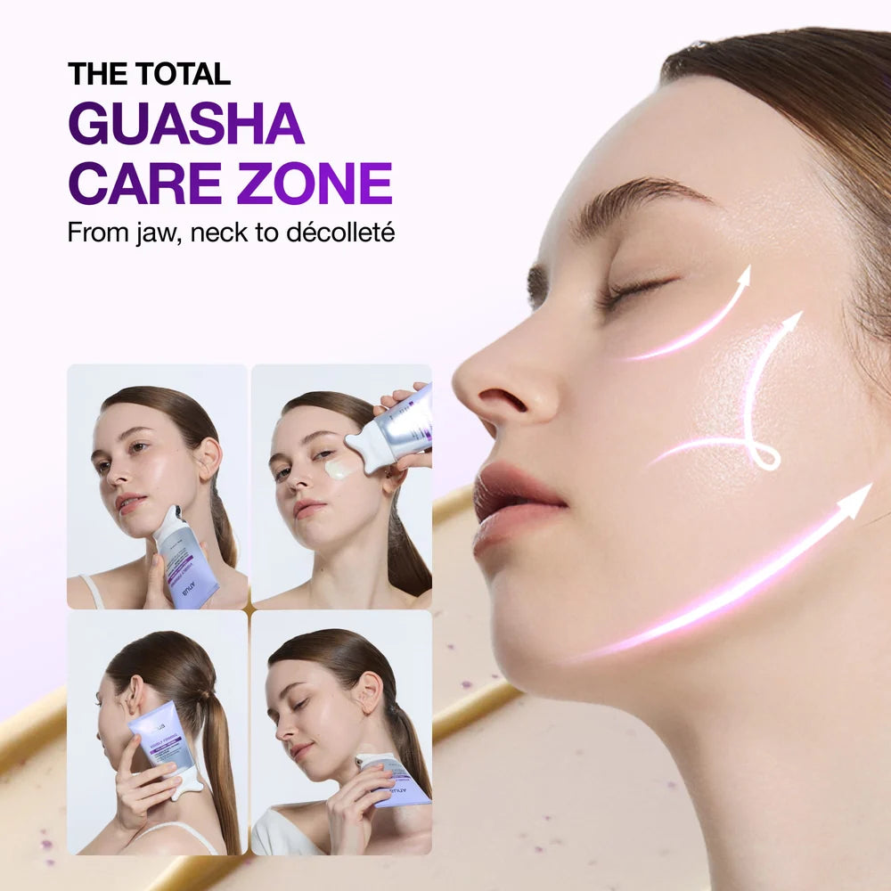 Anua Collagen Retinol Refining Gua Sha Cream – applying to jaw and neck