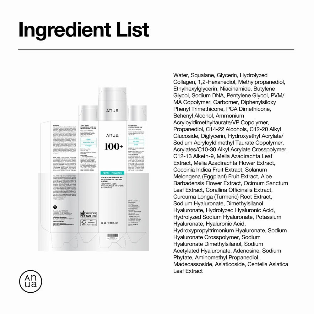 ANUA PDRN Hyaluronic Acid 100 Moisturizing Cream 60ml