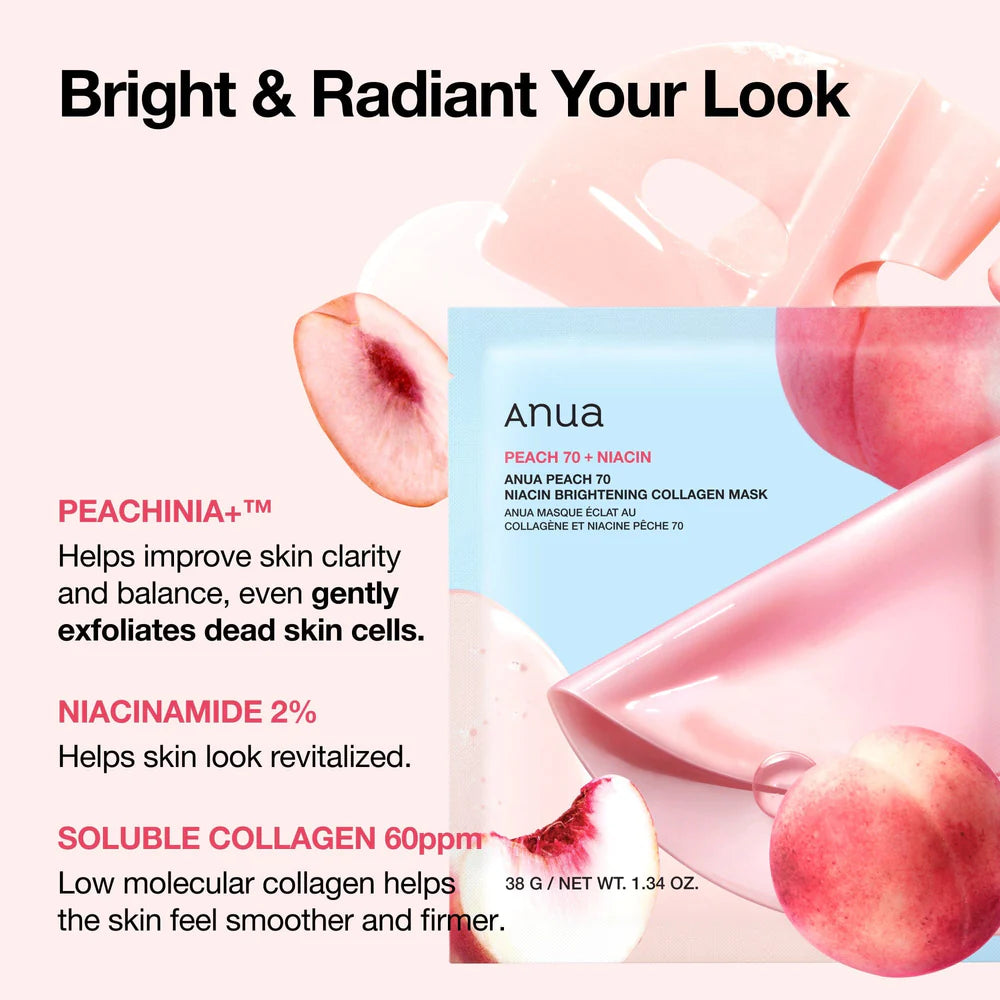 ANUA Peach 70 Niacin Brightening Collagen Mask 25ml