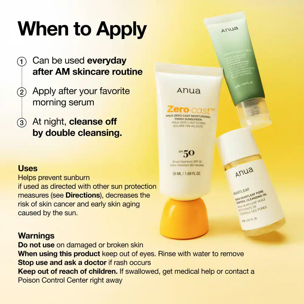Anua Zero Cast Moisturizing Finish Sunscreen 50ml