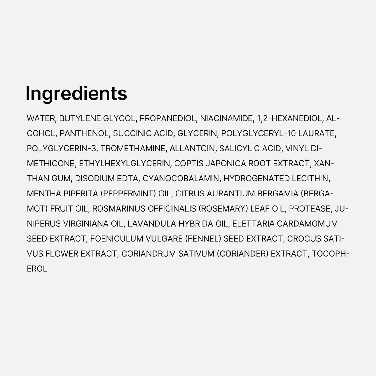 Medicube Red Succinic Acid Peeling Pad – ingredient list