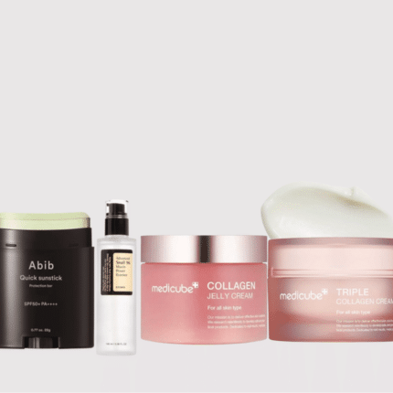 Radiant Defense and Repair Set containing COSRX Snail Mucin Essence and Aloe Soothing Sun Cream