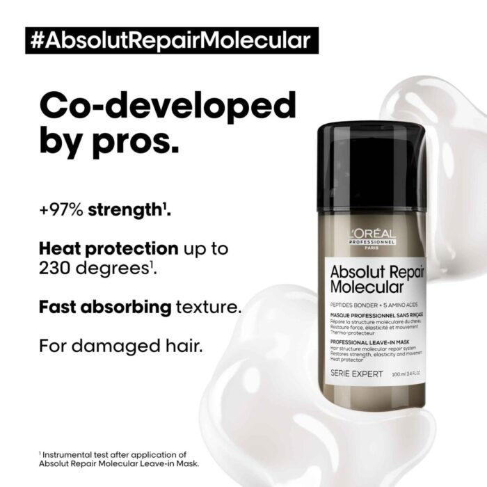 LOREAL PROFESSIONNEL ABSOLUT REPAIR MOLECULAR Deep molecular repairing leave-in mask for damaged hair 100ML - Image 5