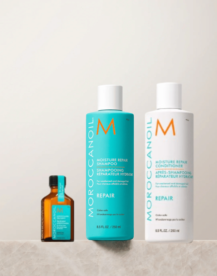 Moroccanoil Moisture Repair Hair Care Set | Shampoo, Conditioner & Treatment | Restore & Strengthen Hair