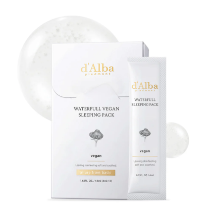 D Alba Waterfull Vegan Sleeping Pack 12 x 4ml | Peggymou.com Online Cyprus